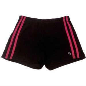 Vintage black high waist pink striped shorts